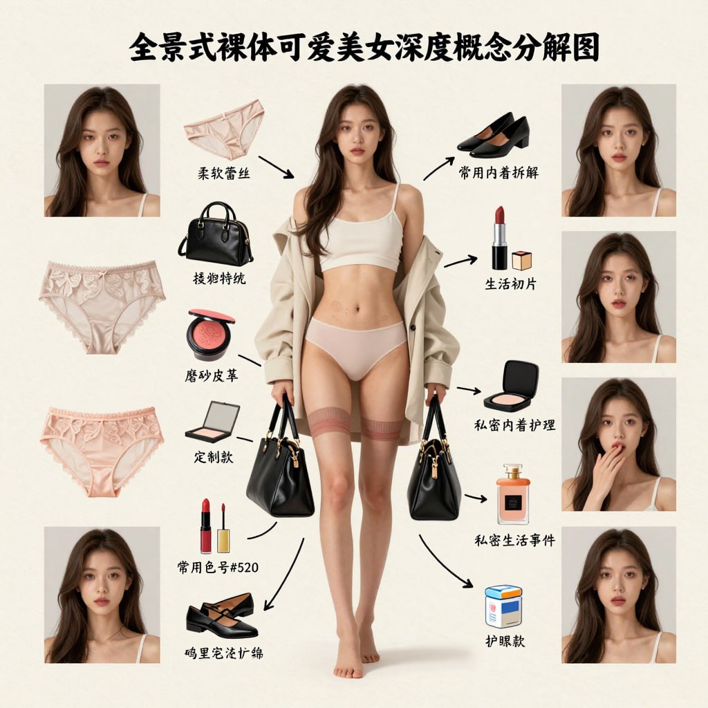AI文生图 - Gemini人物拆解 可爱美女深度概念分解图-1