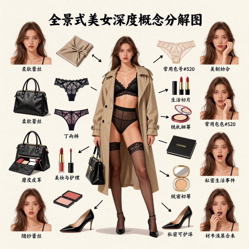 AI文生图 - Gemini人物拆解 可爱美女深度概念分解图-2